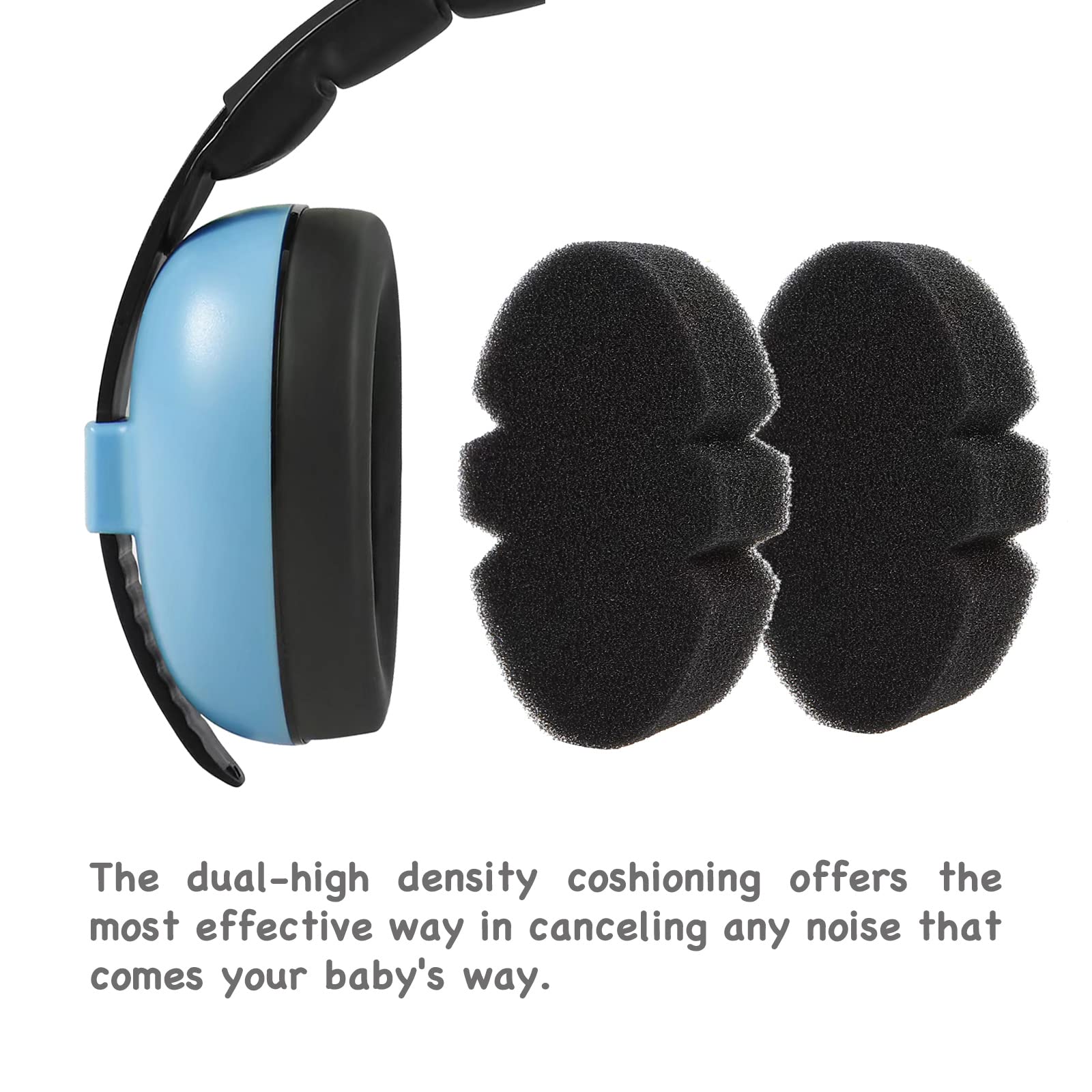 PandaEar blue earmuffs ultra-soft cushions for sensitive baby skin comfort