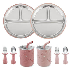 PandaEar divided plates promote balanced meals during self-feeding.