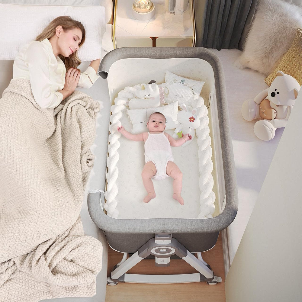 PandaEar bassinet wheels with locking brakes allow smooth, secure room-to-room mobility