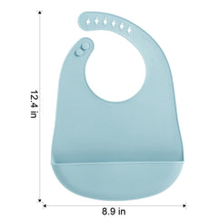 PandaEar bib with adjustable neck strap shown on baby model for secure fit