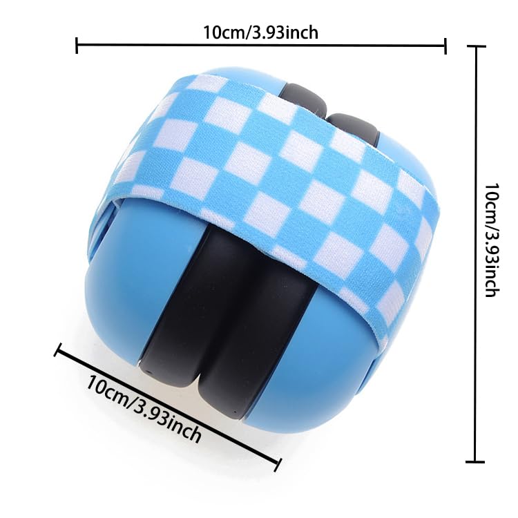 PandaEar blue adjustable headband demonstrates secure fit for growing infants.