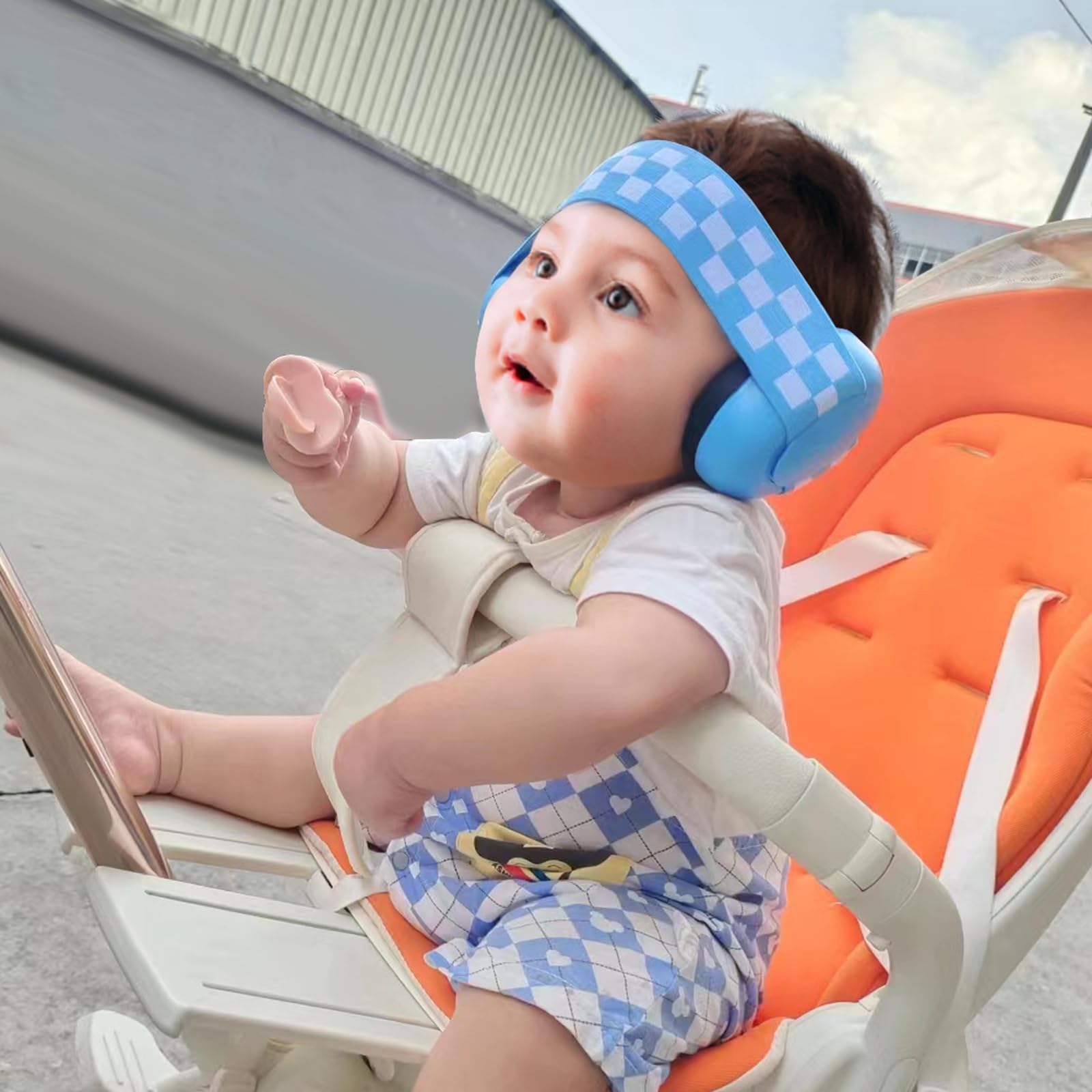 PandaEar blue soft ear pads close-up emphasizing gentle comfort for delicate ears.