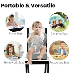 PandaEar booster seat non-slip bottom keeps child safely seated.