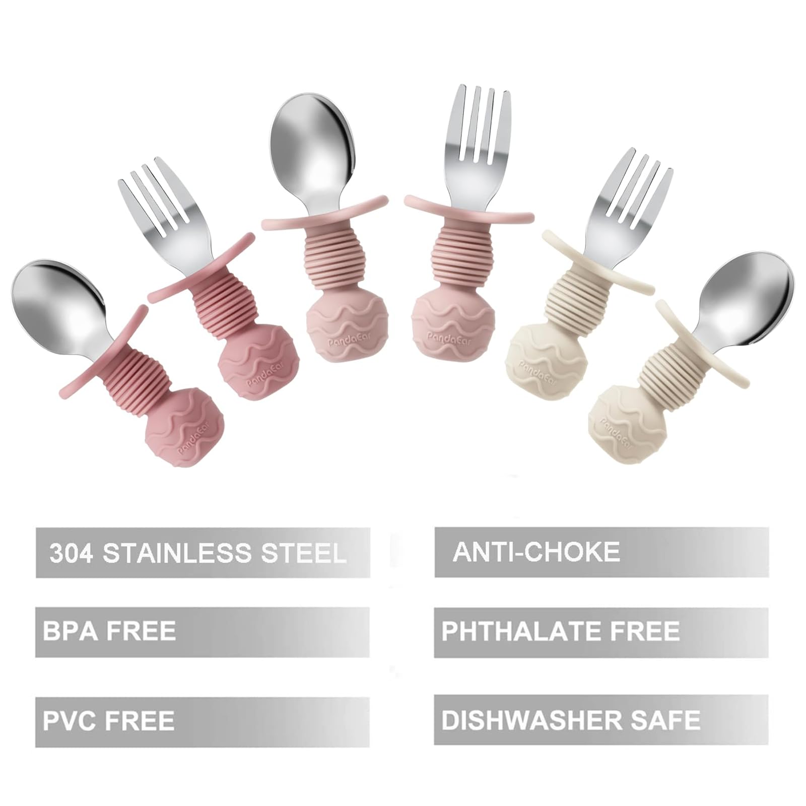 PandaEar choke-barrier design keeps utensils safer during meals.