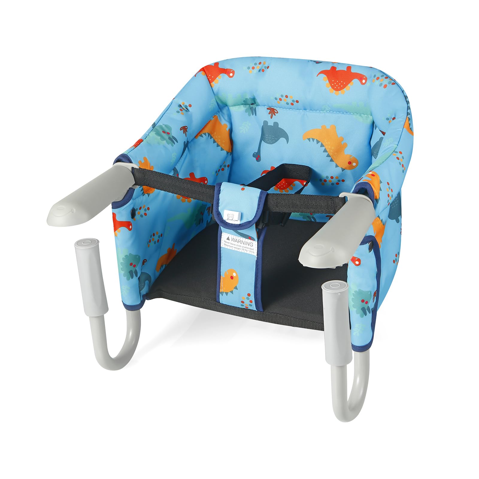 PandaEar clip-on high chair folded for compact storage and travel