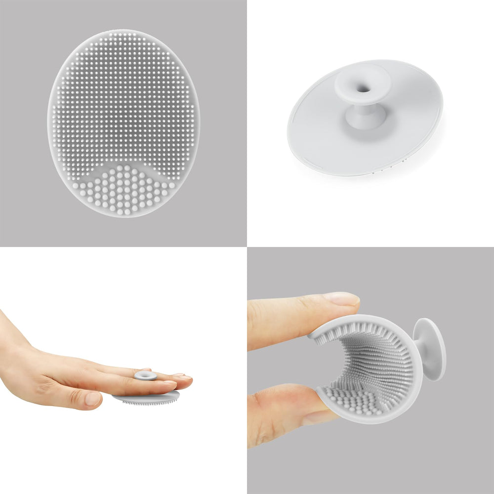 PandaEar cradle cap brush silicone close-up demonstrates gentle exfoliation for tiny scalps.