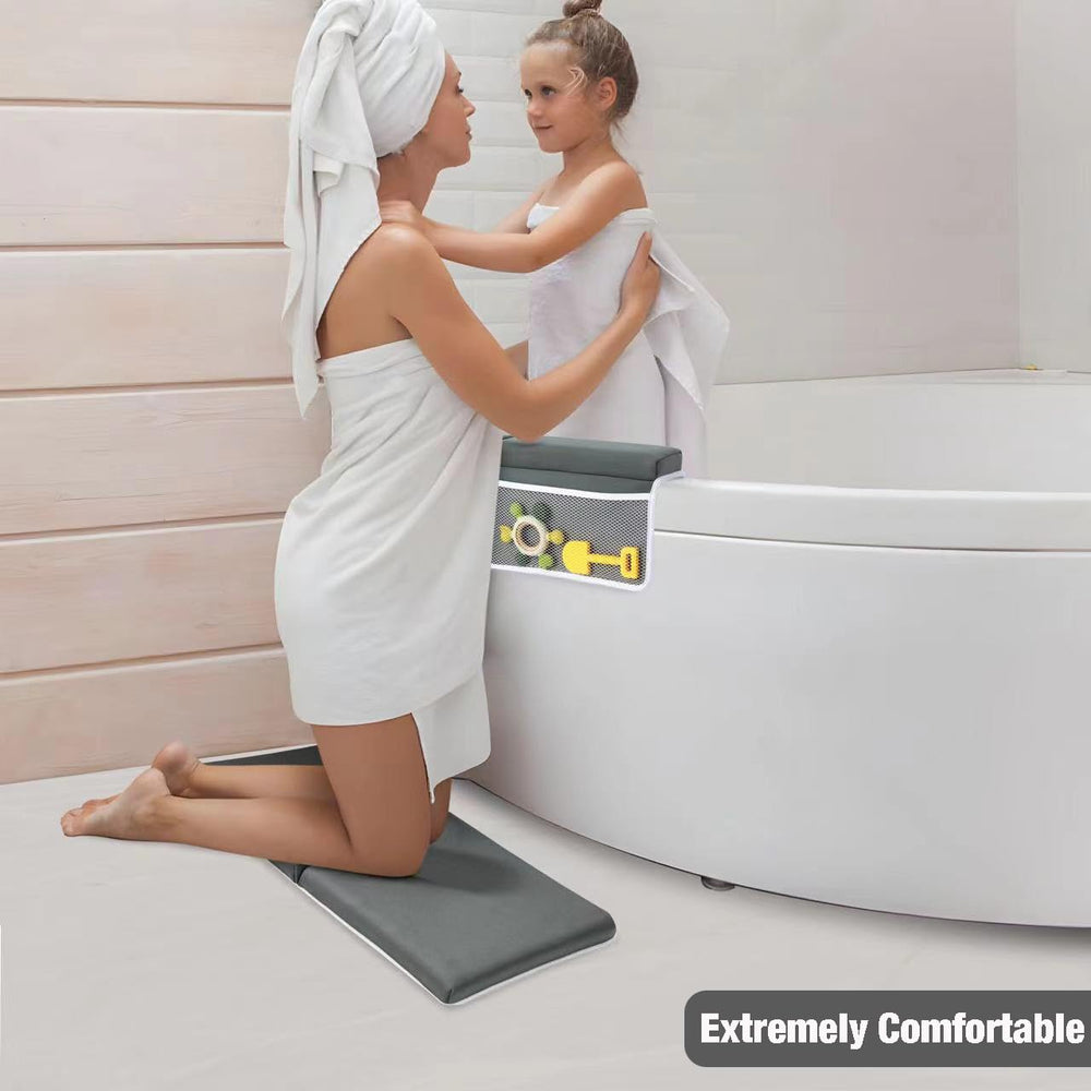 PandaEar elbow rest pad providing cushioned support during bathing.