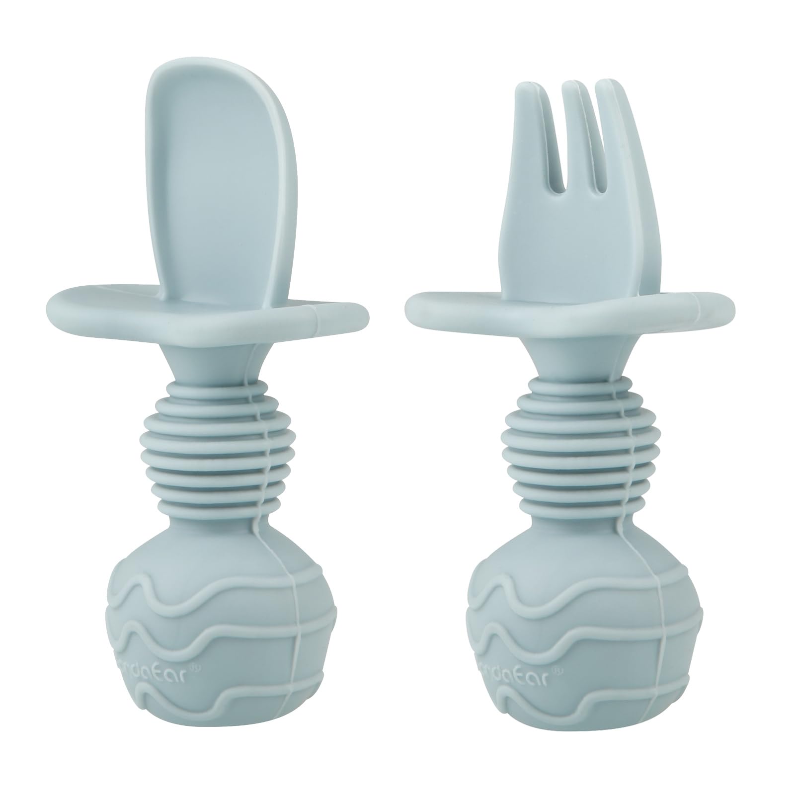 PandaEar ergonomic-handle baby spoon shows easy grip for comfortable scooping