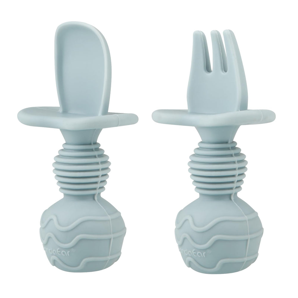 PandaEar ergonomic-handle baby spoon shows easy grip for comfortable scooping