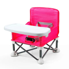 PandaEar folding travel booster seat pink folded for portability.