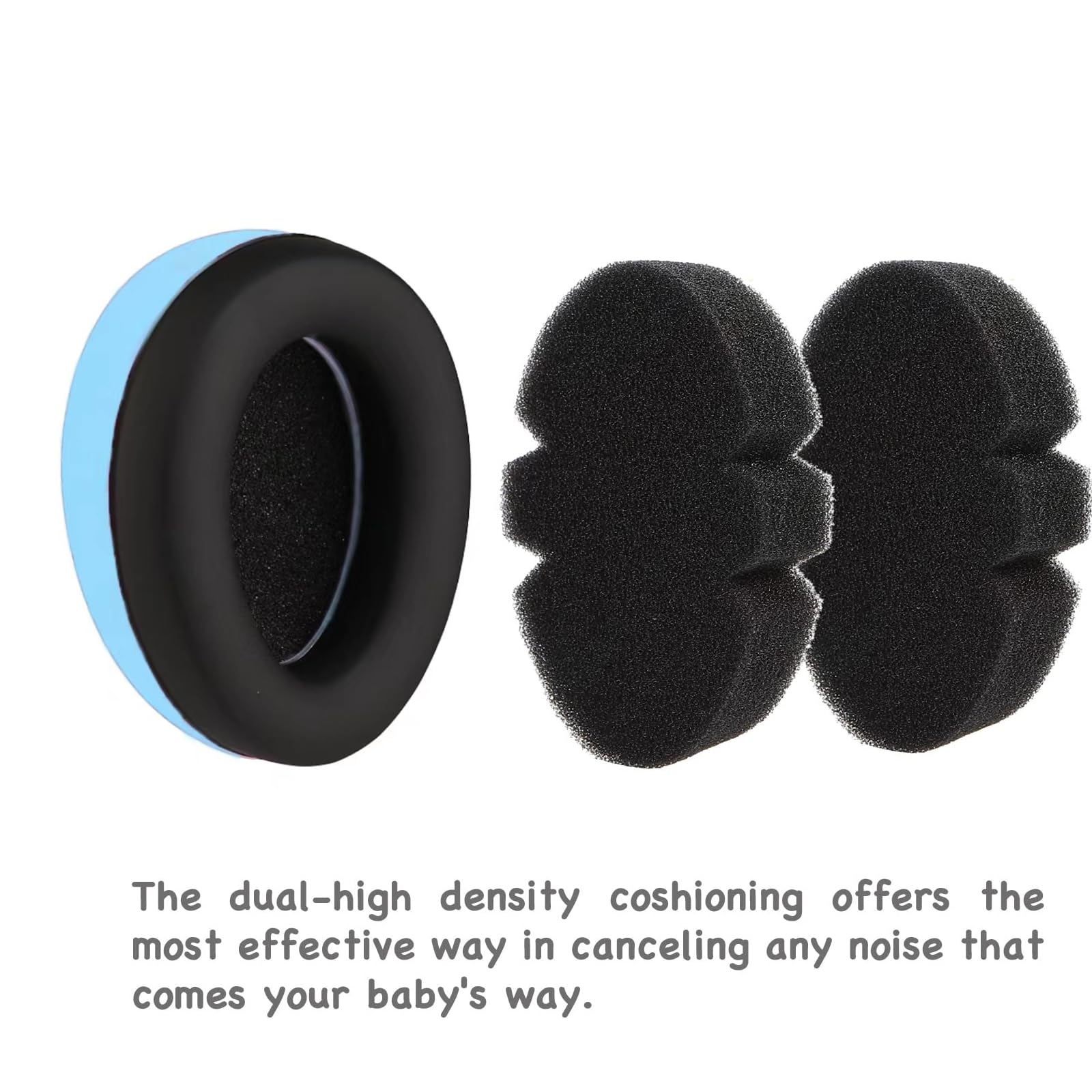 PandaEar blue fontanelle-safe design indicating care for soft skull areas.