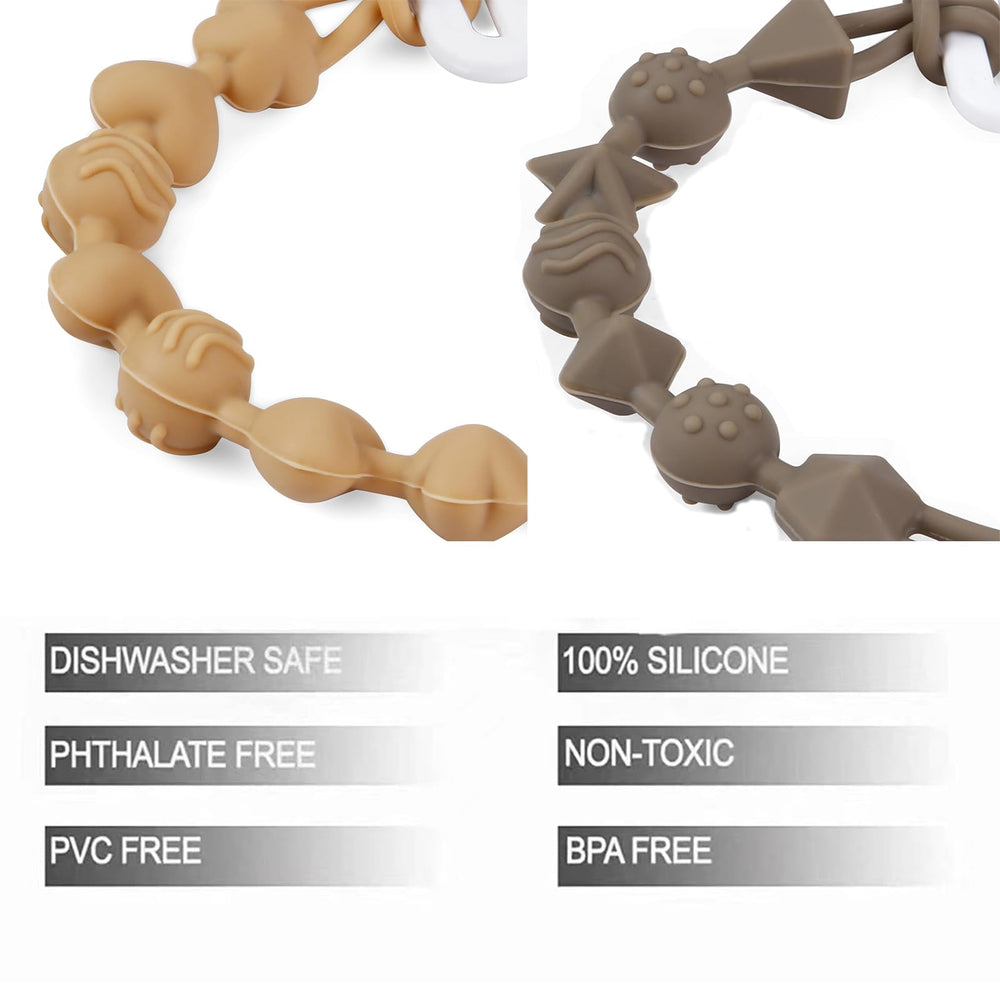 PandaEar food-grade silicone beads provide gentle teething sensory stimulation.