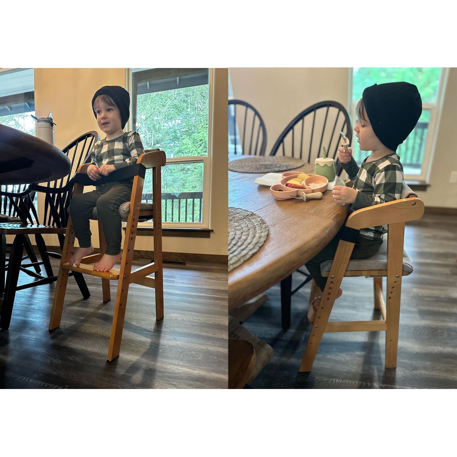 PandaEar durable beech wood high chair finish for daily use.
