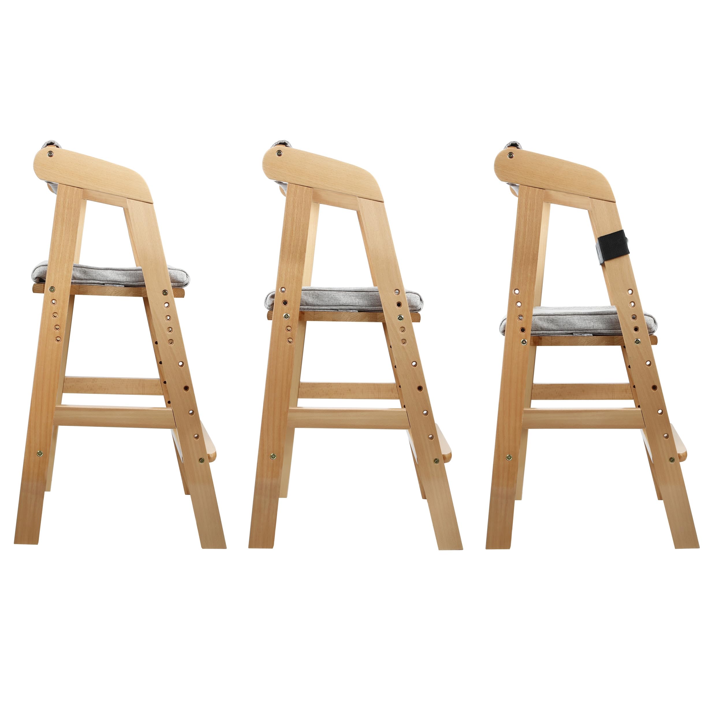 PandaEar high chair with natural finish fits modern kitchens.