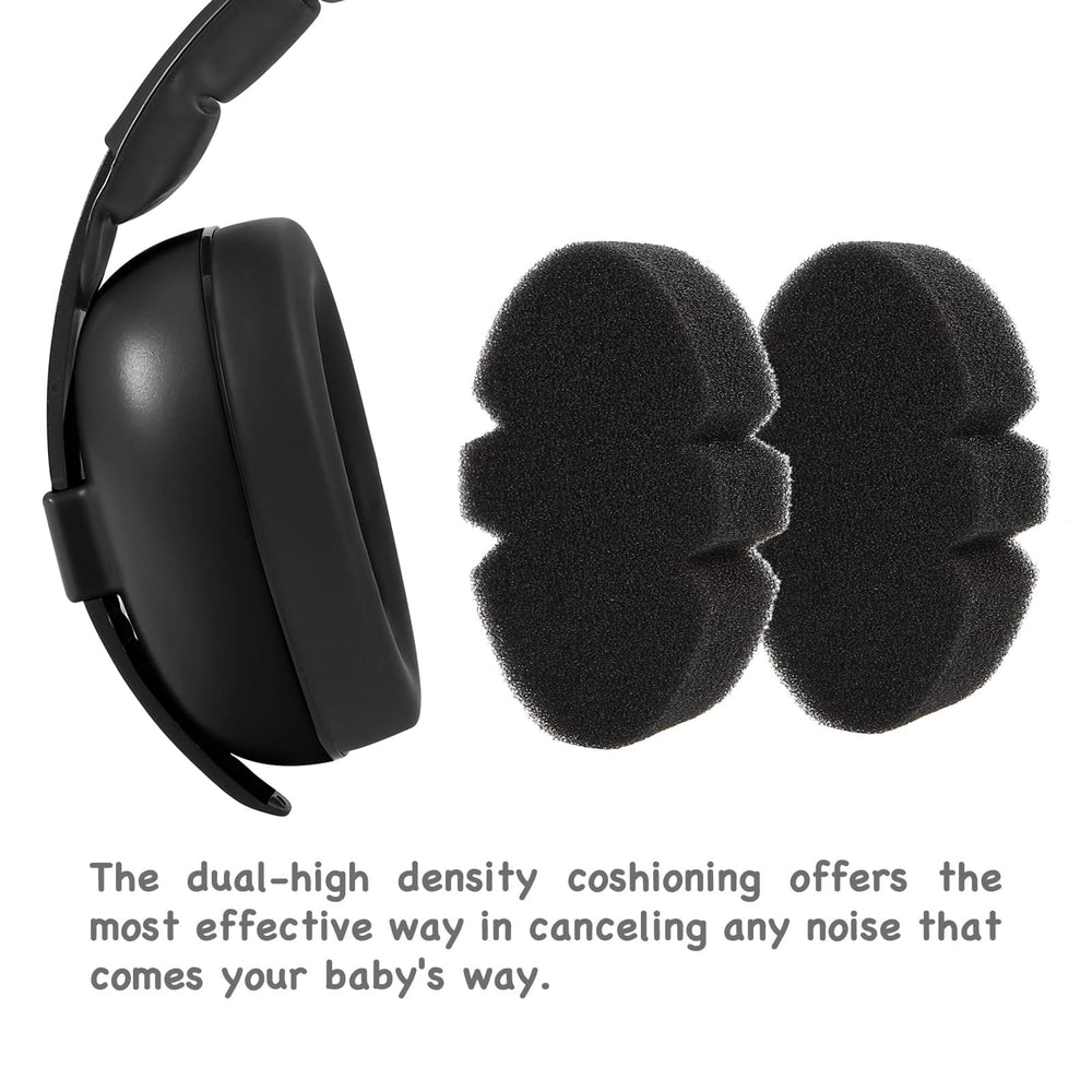 pandarear-infant-headphones-in-flight image illustrating noise protection during air travel for peaceful baby sleep.