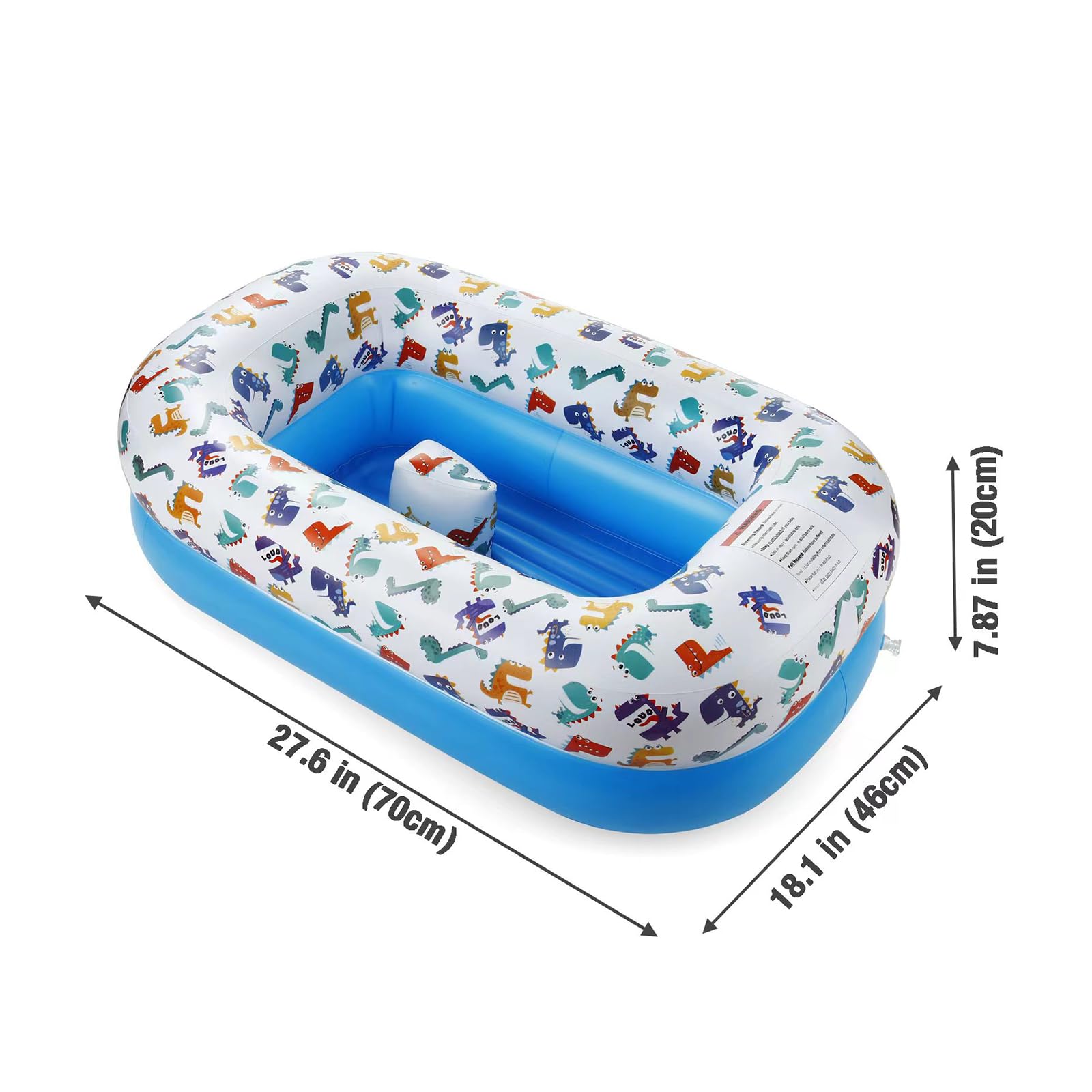 PandaEar inflatable dinosaur baby bathtub non-slip bottom demonstrates safe bath times