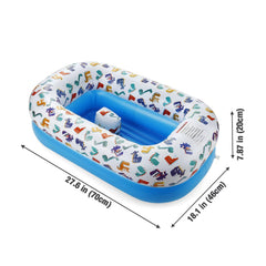 PandaEar inflatable dinosaur baby bathtub non-slip bottom demonstrates safe bath times