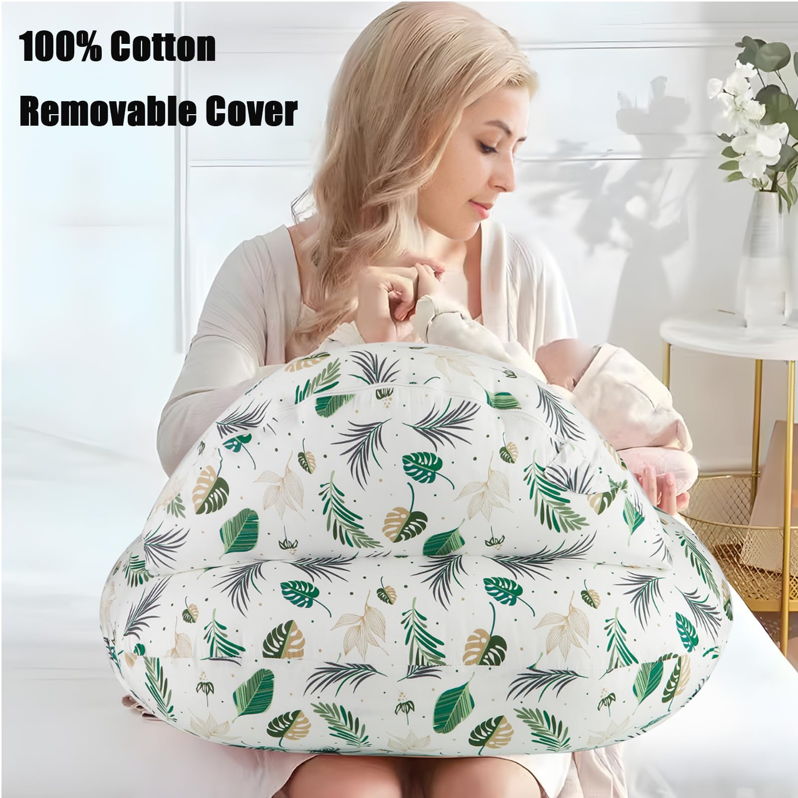 PandaEar nursing pillow with baby in position—promotes comfortable nursing.