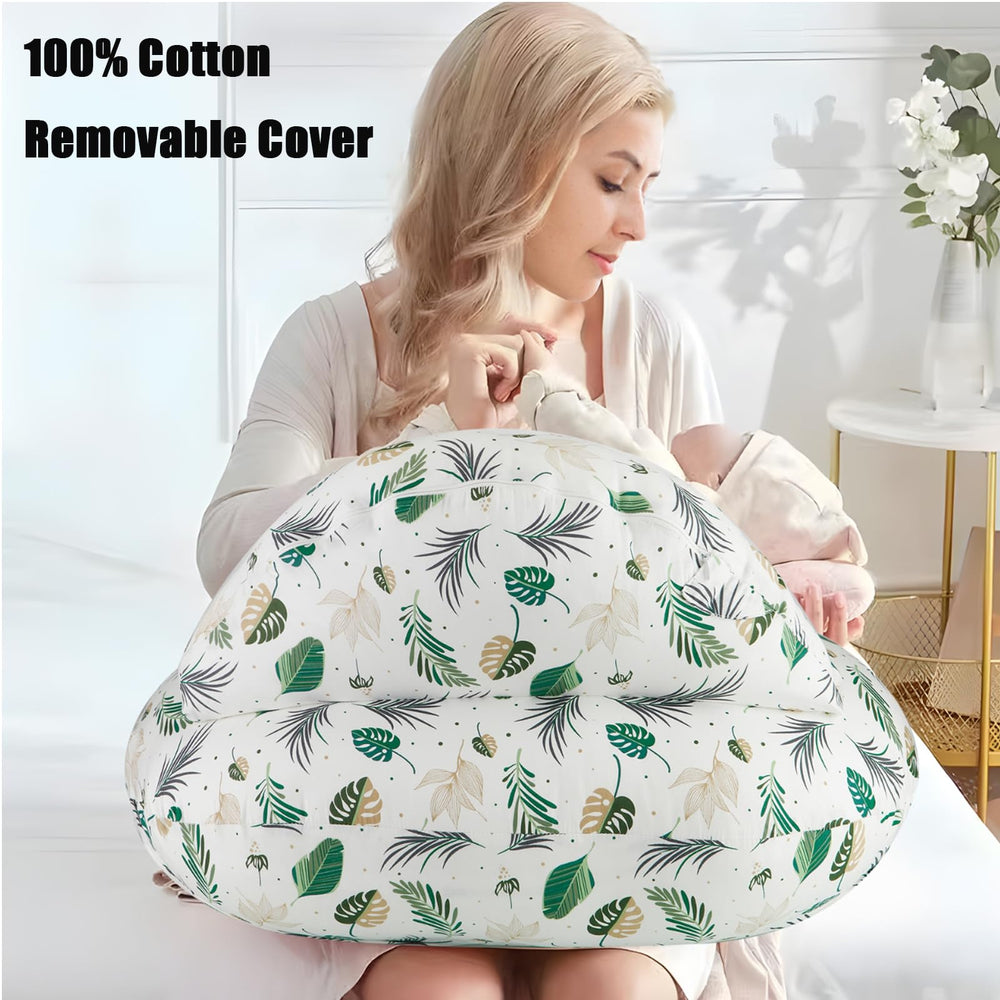 PandaEar nursing pillow with baby in position—promotes comfortable nursing.