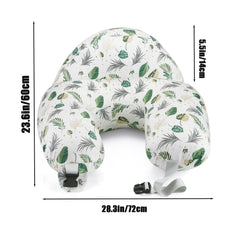 PandaEar nursing pillow Green Leaves—side view shows ergonomic arm support.