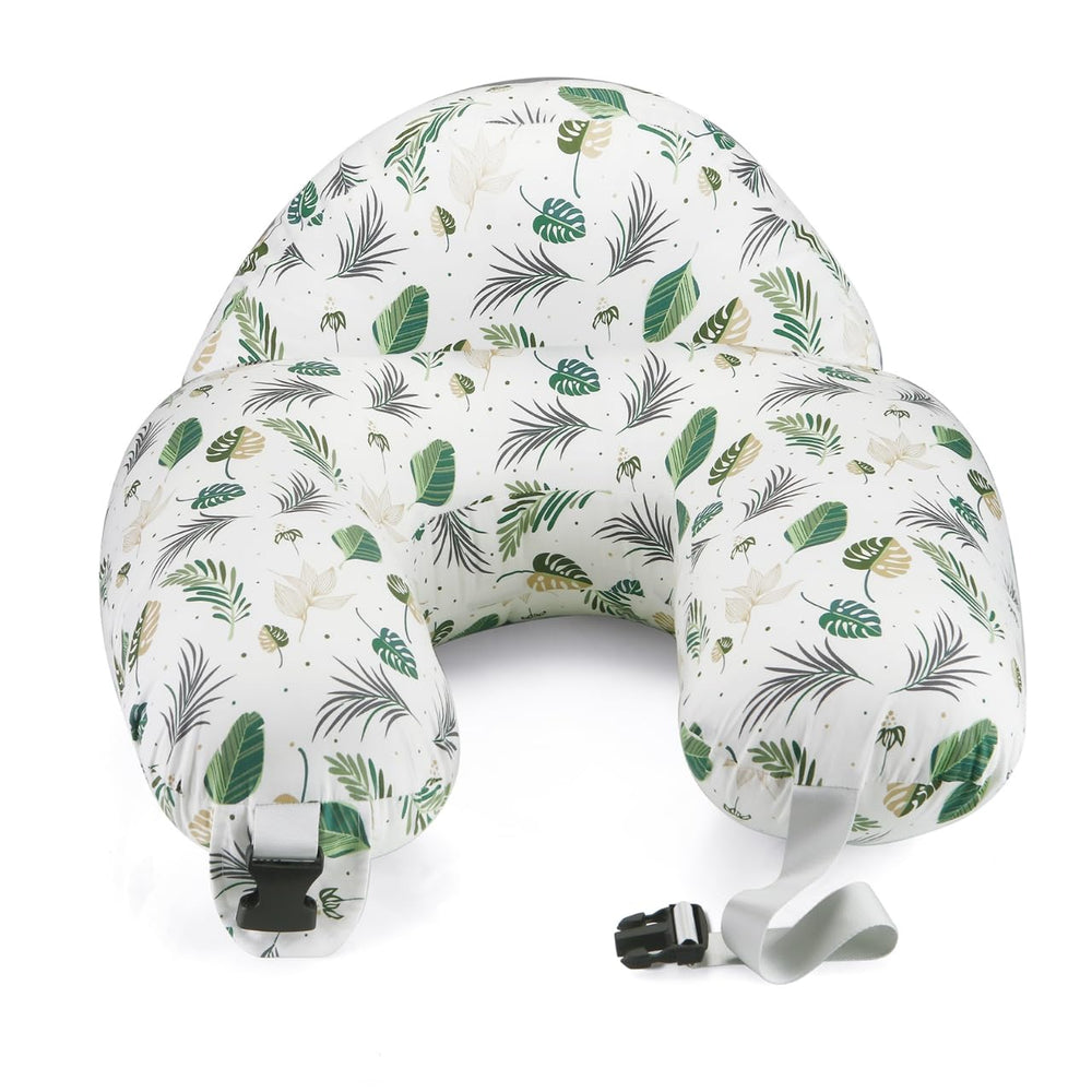 PandaEar nursing pillow Green Leaves cover—washable and hypoallergenic fabric.