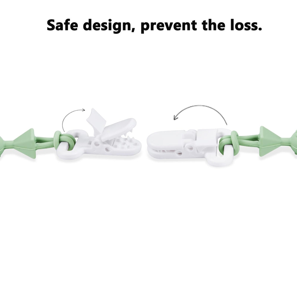 PandaEar on-the-go pacifier clip keeps pacifier accessible during errands.