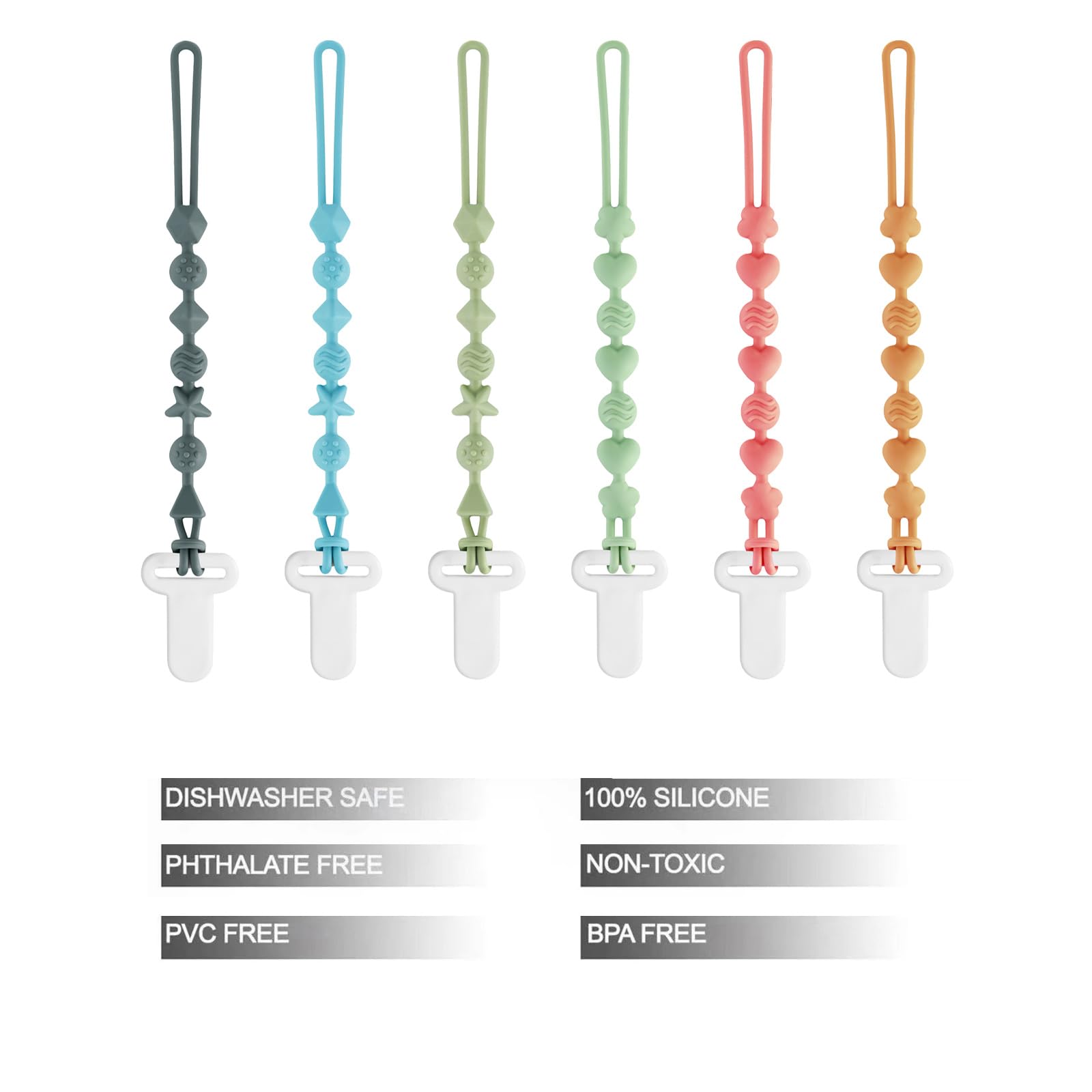 PandaEar one-piece design pacifier holder clip for quick on-the-go use.