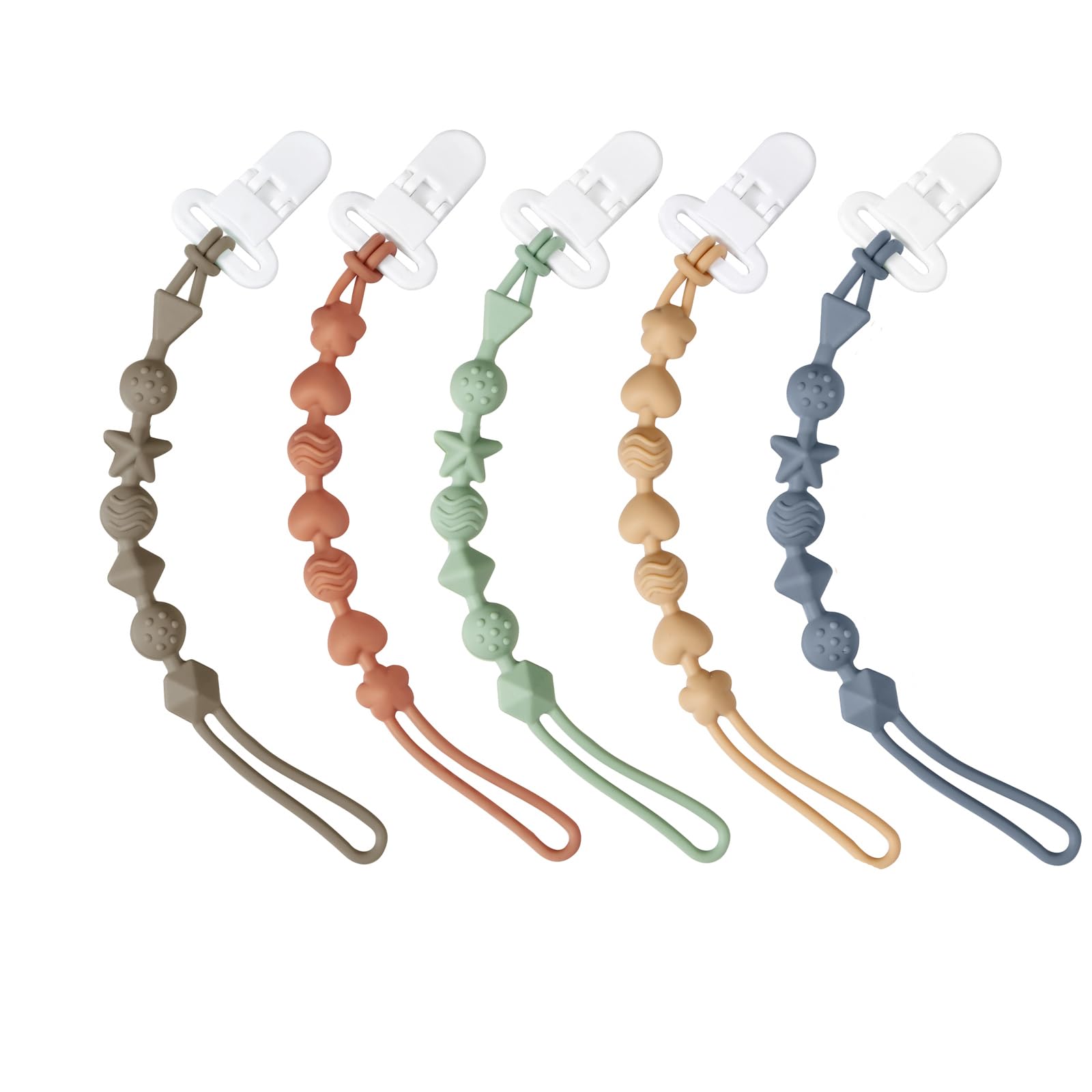 PandaEar pacifier clip with one-piece design keeps pacifiers clean and within reach.