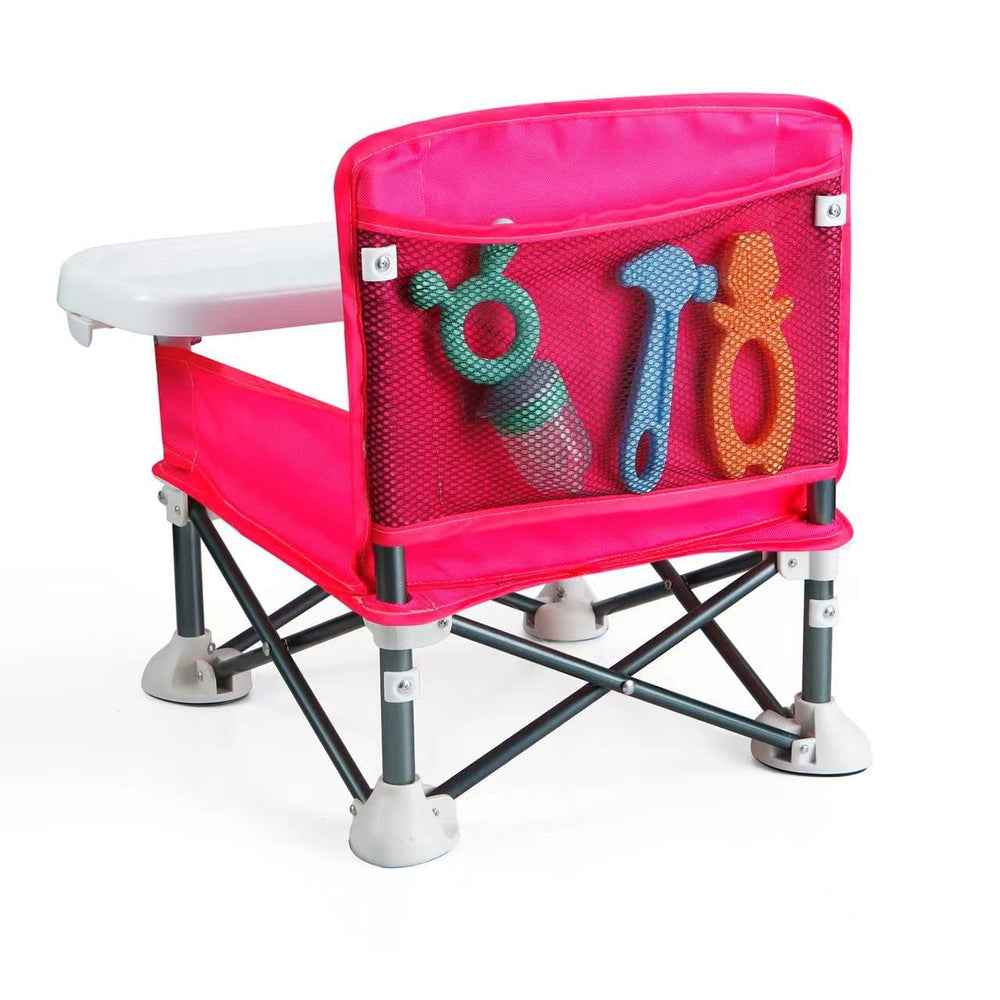 PandaEar pink booster seat with removable fabric for easy cleaning.