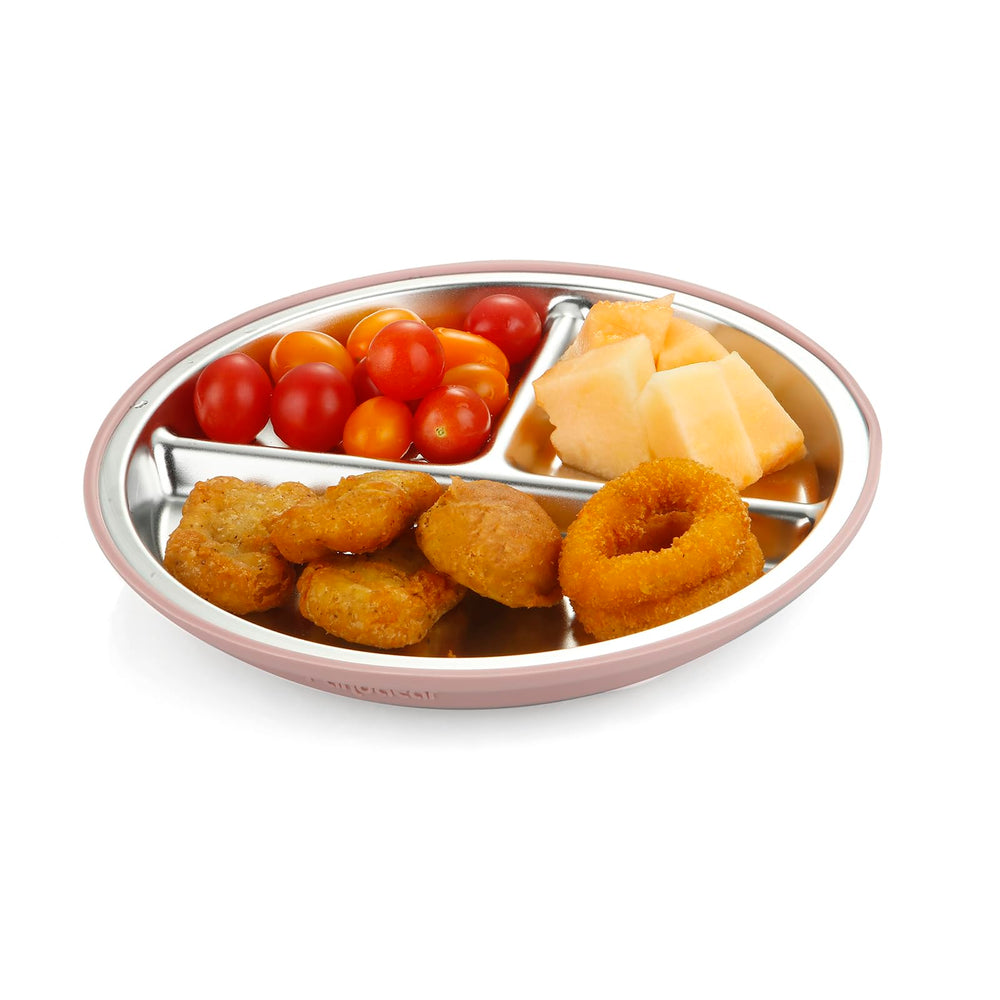 PandaEar plates on highchair tray support self-feeding and fewer spills.
