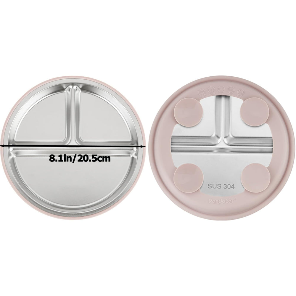 PandaEar stainless-steel plate surface is durable and easy to clean.