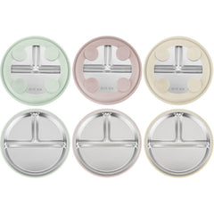 PandaEar plates suction-base closeup showing secure grip for spill-free mealtime.