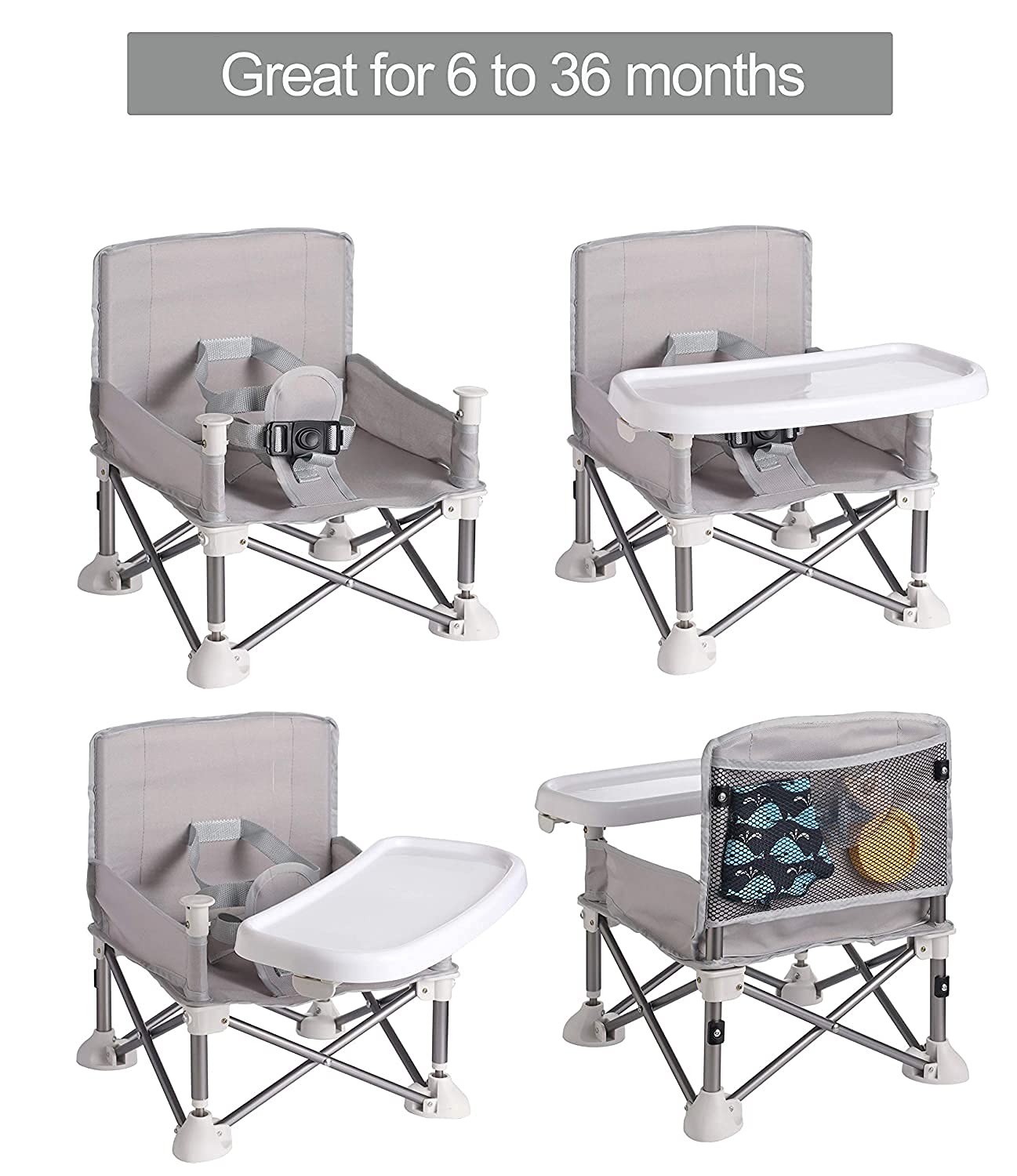 PandaEar portable baby seat tray with cup holder highlights snack-time convenience.