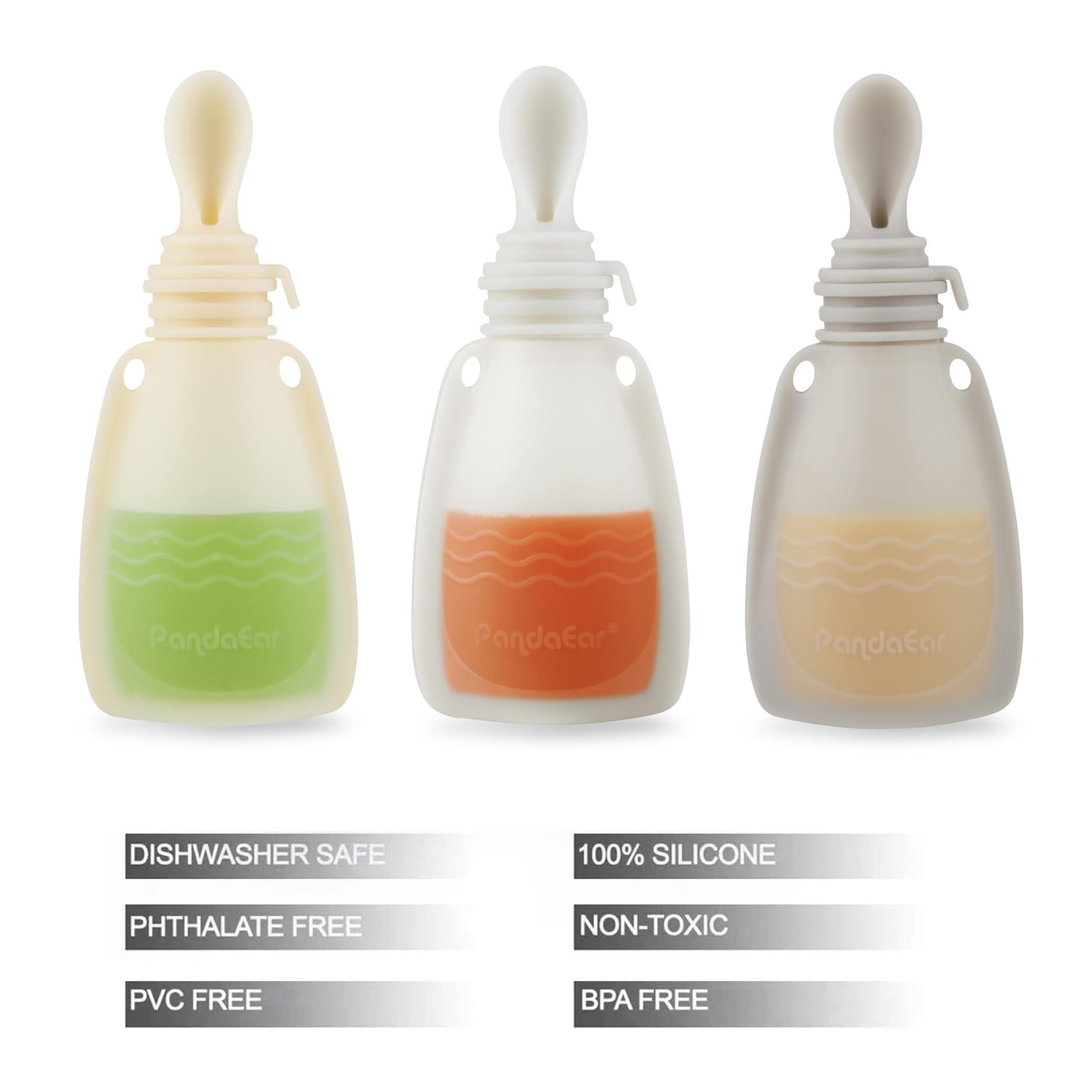 PandaEar puree feeder spoons included for easy feeding