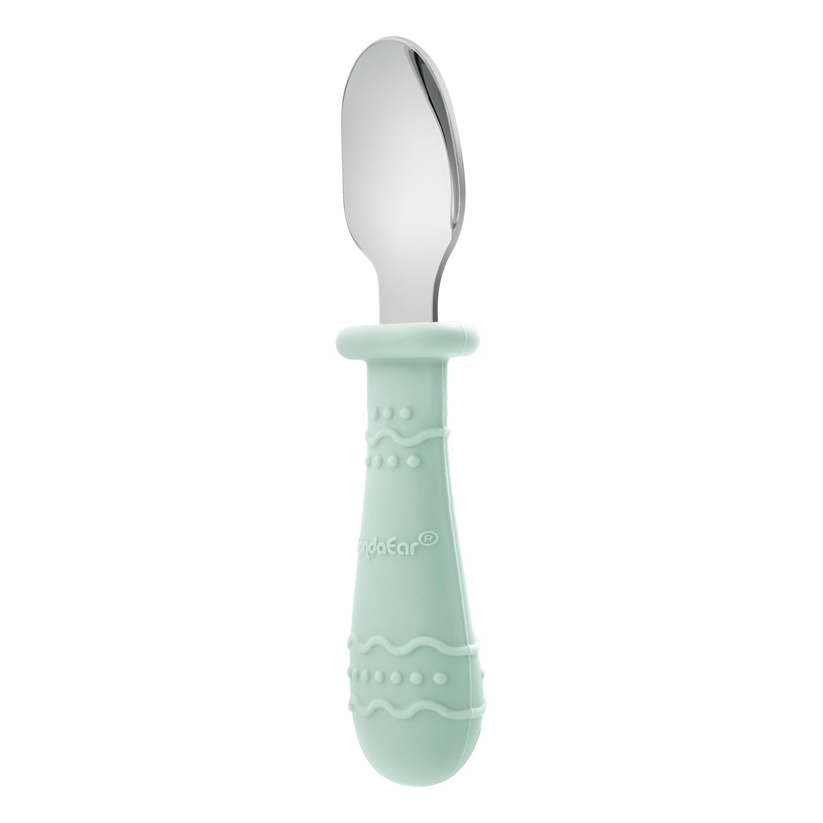 PandaEar safe-rounded-utensils closeup underscores gentle feeding and injury prevention.