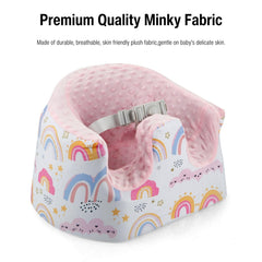 PandaEar pink rainbow design adds cheerful style to your baby's seat.