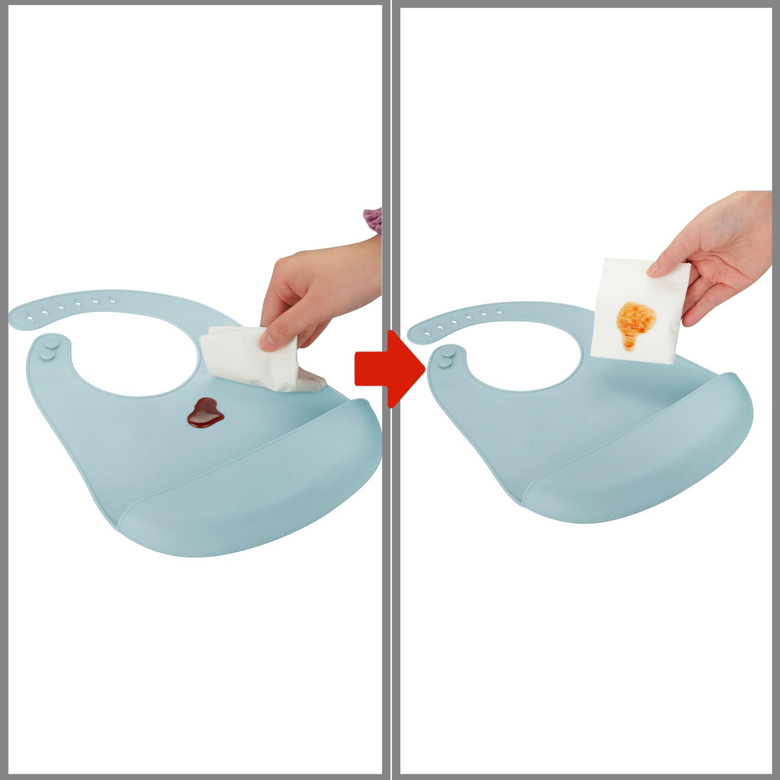PandaEar silicone bib food catcher pocket feature catching spills during feeding time