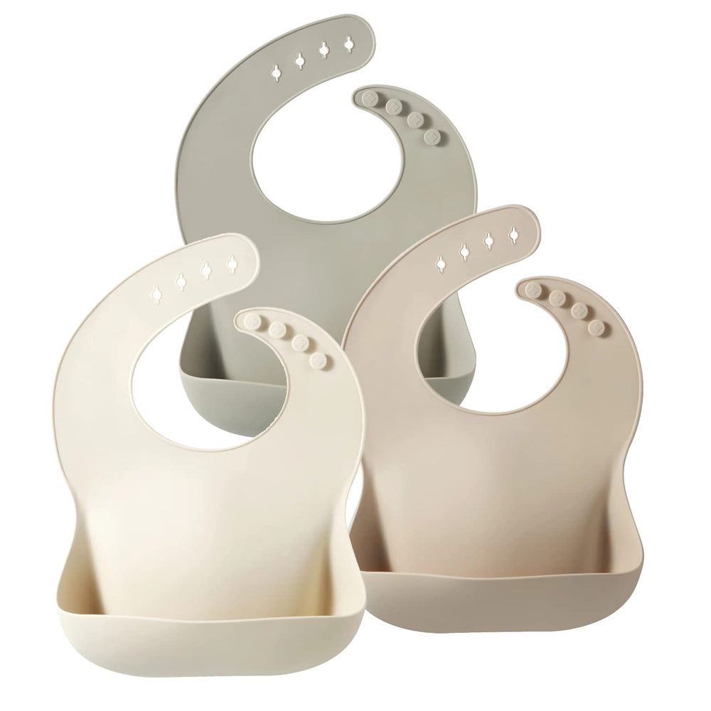 PandaEar silicone baby bib with soft-touch material for gentle feeding.