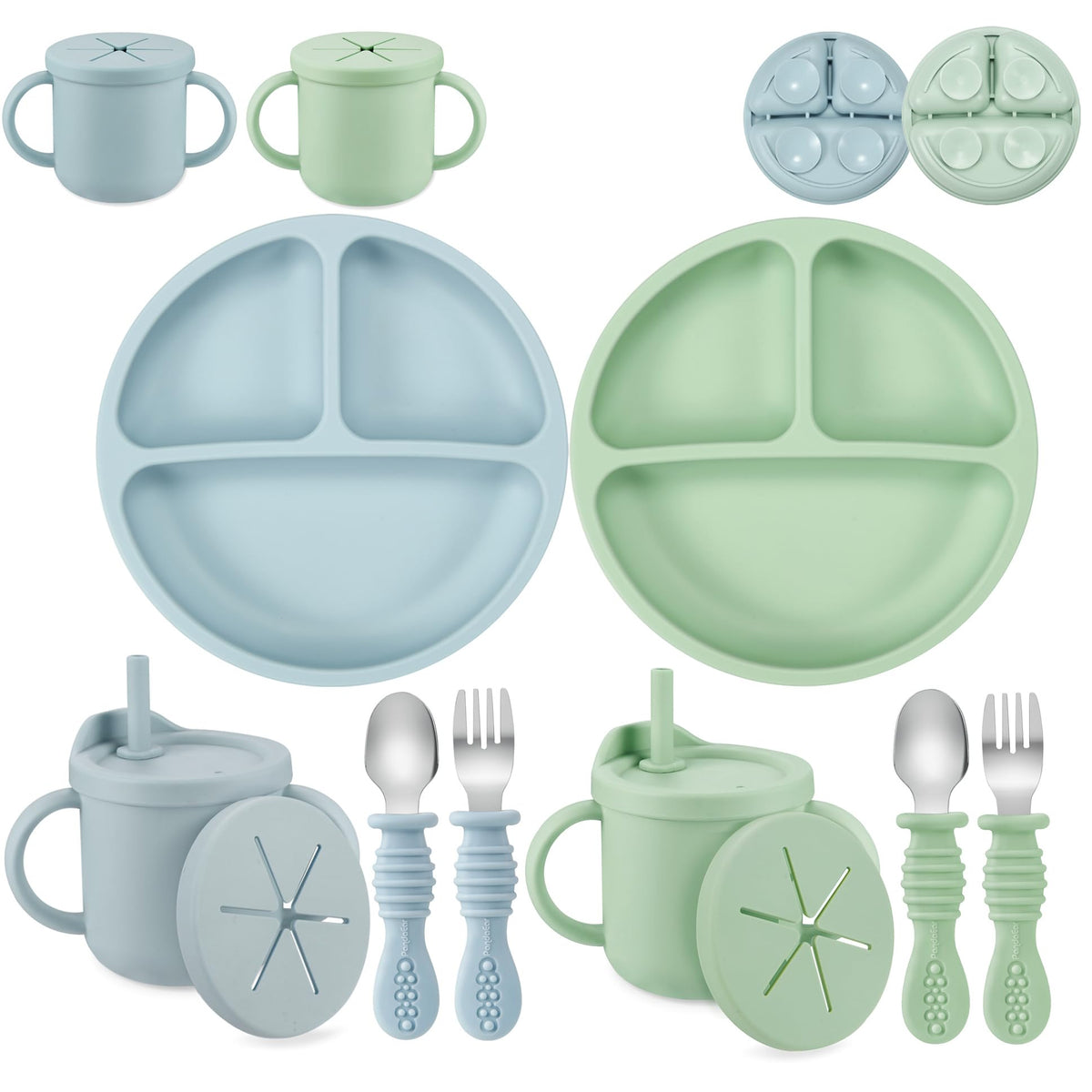 PandaEar silicone baby plate with divided sections supports independent meals.