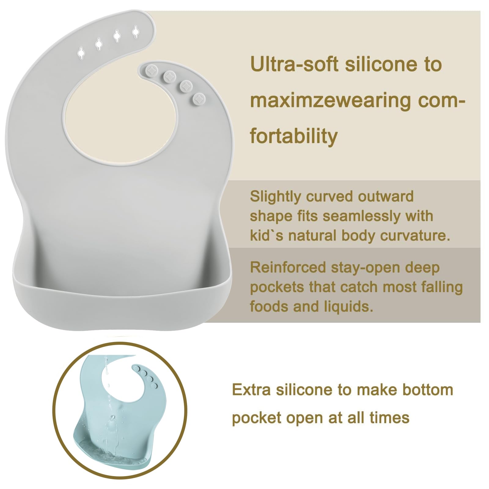 PandaEar silicone bib featuring adjustable closure for secure fit