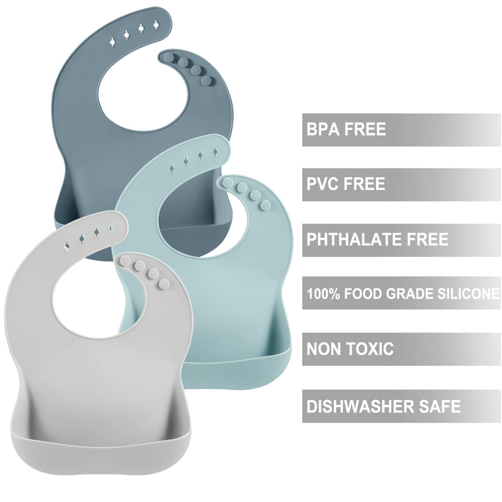 PandaEar silicone bib rolled up with utensils for travel