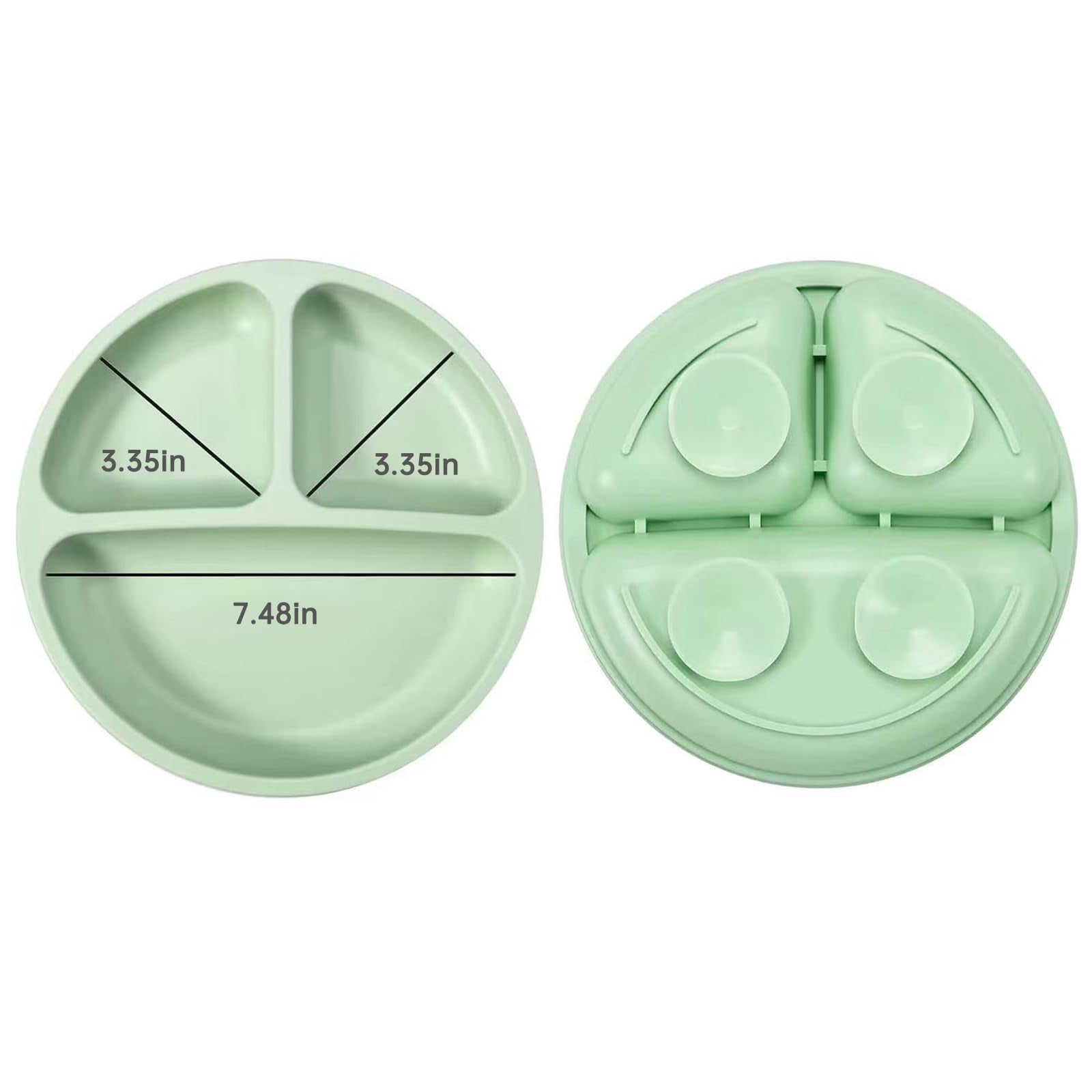 PandaEar divided suction plate stays in place on the tray during meals.