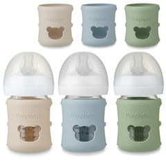 PandaEar silicone sleeve covers Philips Avent 4oz bottle to protect glass and reduce slips
