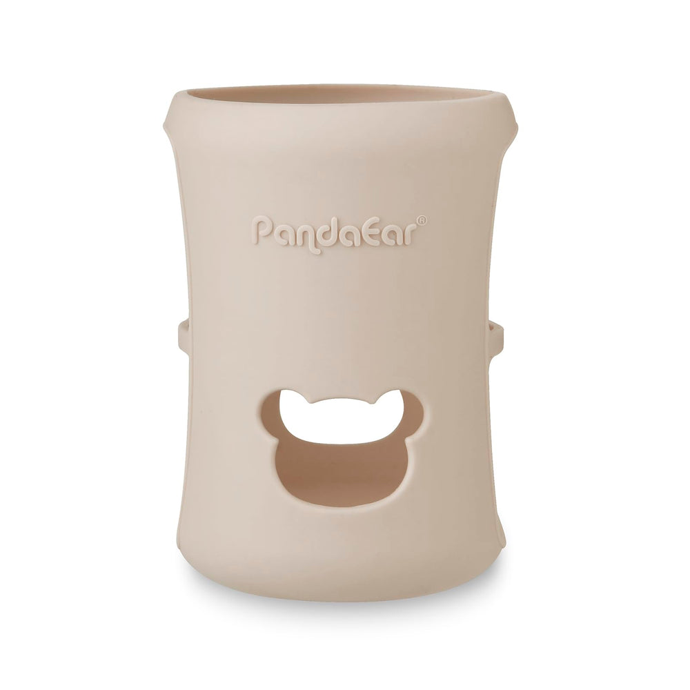 PandaEar silicone sleeves cutout-view milk marks make measuring while feeding easier.