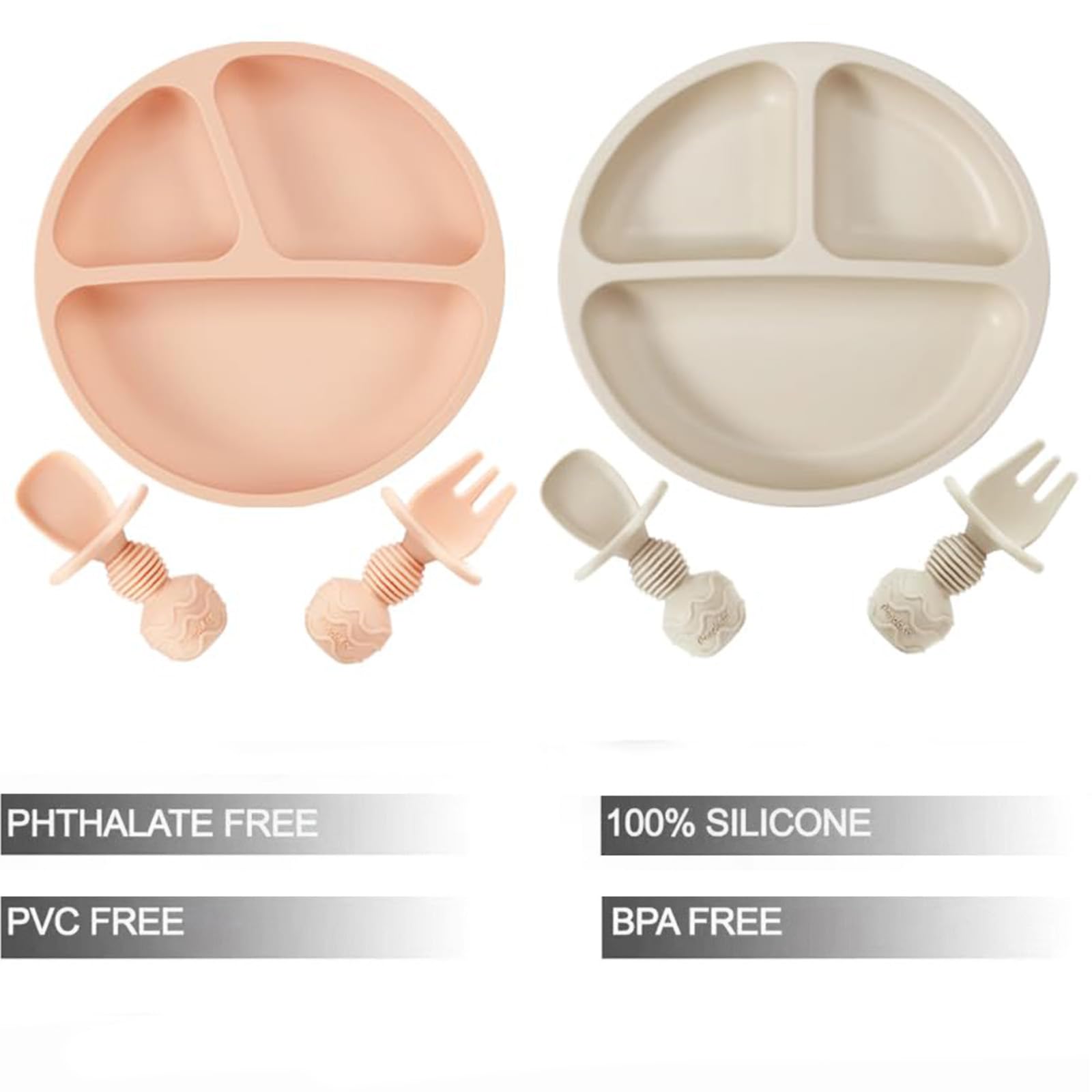 PandaEar silicone spoons close-up with choke barrier for safer self-feeding