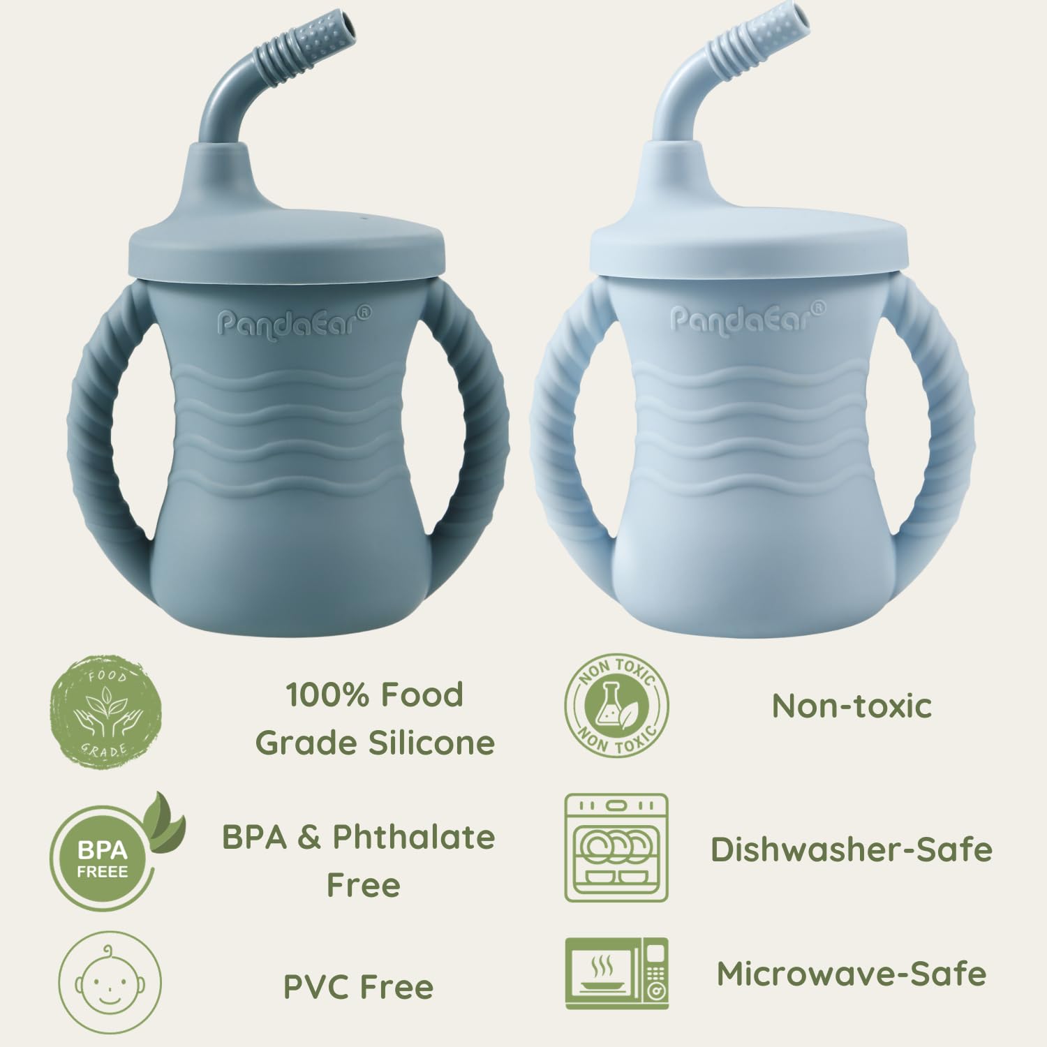 PandaEar silicone is 100% food-grade, BPA-free and phthalate-free for safety.