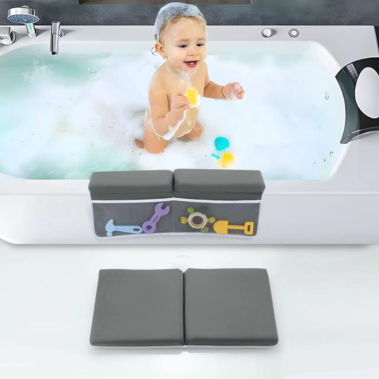 PandaEar slate gray option complements neutral bathrooms with practical storage.
