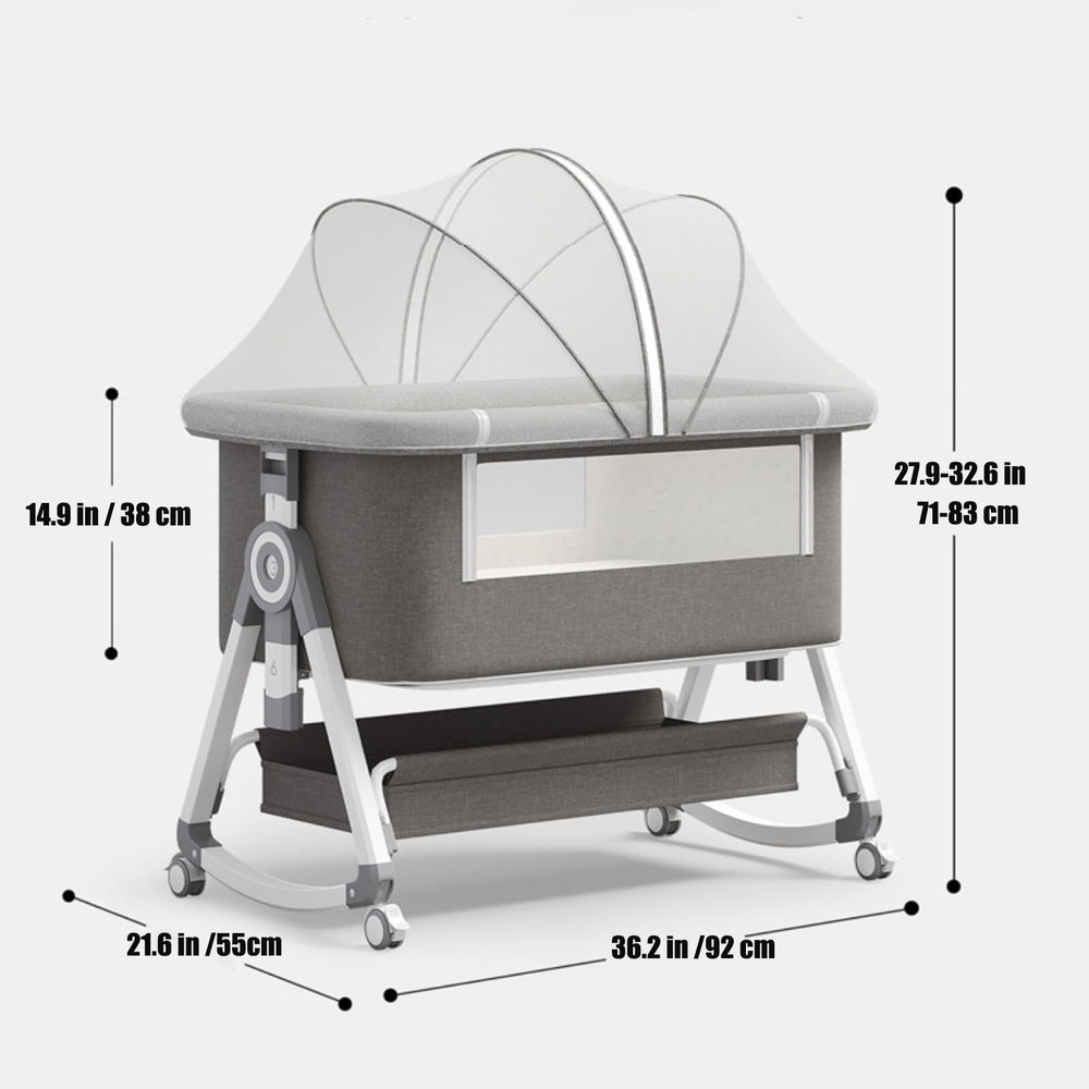 PandaEar built-in storage basket keeps diapers and wipes within arm's reach