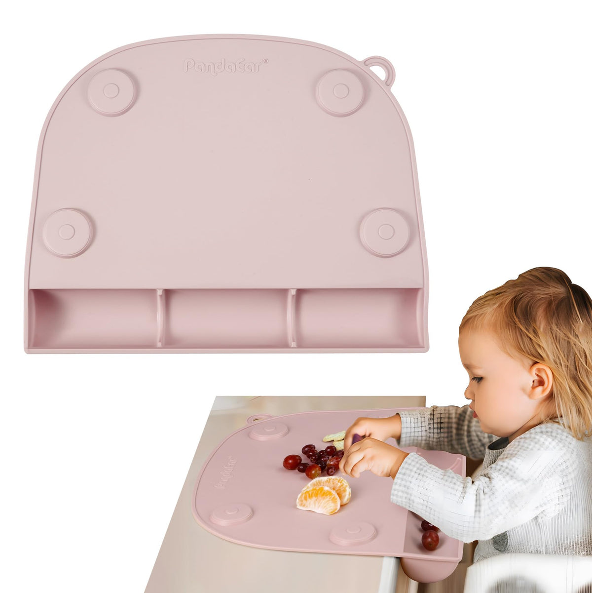PandaEar suction placemat with four cups keeps meals steady and mess-free