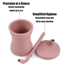 PandaEar linen weighted base keeps the cup steady for tiny hands.